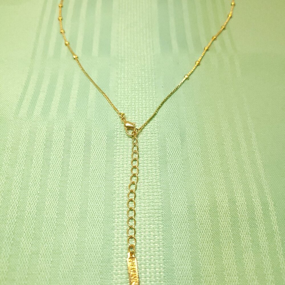 1982 NAPIER Gold Tone Station Bead Box Chain Necklace 19” Signed